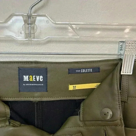 Anthropologie Maeve Collette wide leg faux leather MOSS pants size 32 - Picture 9 of 10